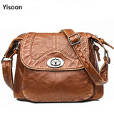Women Vintage Shoulder Bag Soft Leather Handbags Washed Purses Crossbody Bags