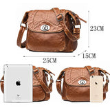 Women Vintage Shoulder Bag Soft Leather Handbags Washed Purses Crossbody Bags