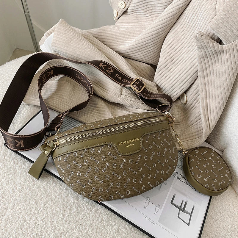 Women Waist Bag Fanny Pack Zipper Leather Crossbody Handbag