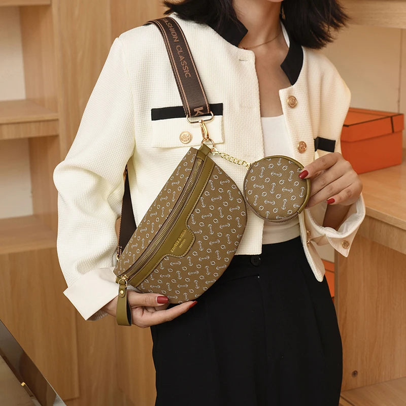 Women Waist Bag Fanny Pack Zipper Leather Crossbody Handbag