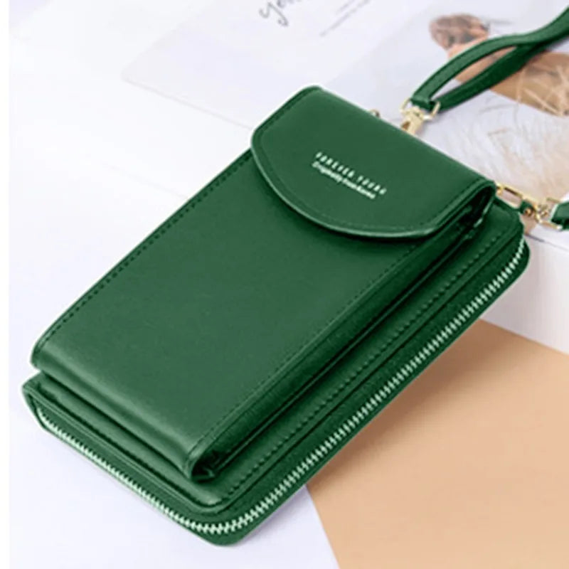Mini Leather Shoulder Wallet with Phone Holder