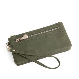 Women Dull Polish Leather Wallet Clutch Purse Handbag