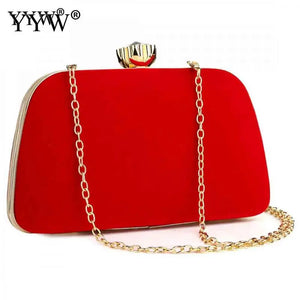 Burgundy Flannelette Clutch Bag Trapezoid Evening Party Clutches Bag