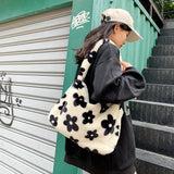 Women Winter Fluffy Purse Pink Leopard Print Shoulder Bag