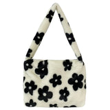 Women Winter Fluffy Purse Pink Leopard Print Shoulder Bag