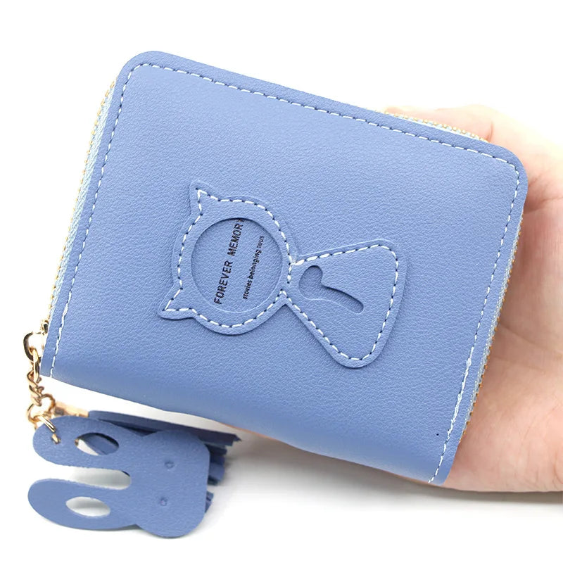 Cat Clutch Bag Letter Print Wallet Tassels Ladies Female Purse