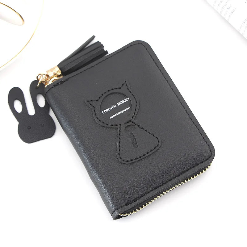Cat Clutch Bag Letter Print Wallet Tassels Ladies Female Purse