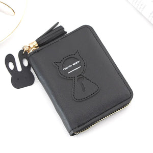 Cat Clutch Bag Letter Print Wallet Tassels Ladies Female Purse