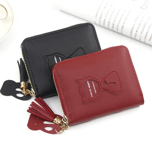 Cat Clutch Bag Letter Print Wallet Tassels Ladies Female Purse
