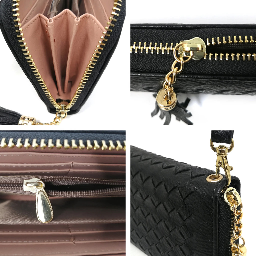 Handwoven Long Zipper Wallet for Women, Temperament Clutch Bag