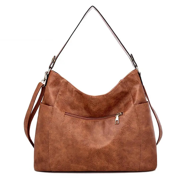 Oil Wax Leather Handbags with Purse Pocket - Women's Messenger Bag