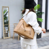 Oil Wax Leather Handbags with Purse Pocket - Women's Messenger Bag
