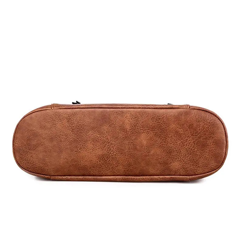 Oil Wax Leather Handbags with Purse Pocket - Women's Messenger Bag