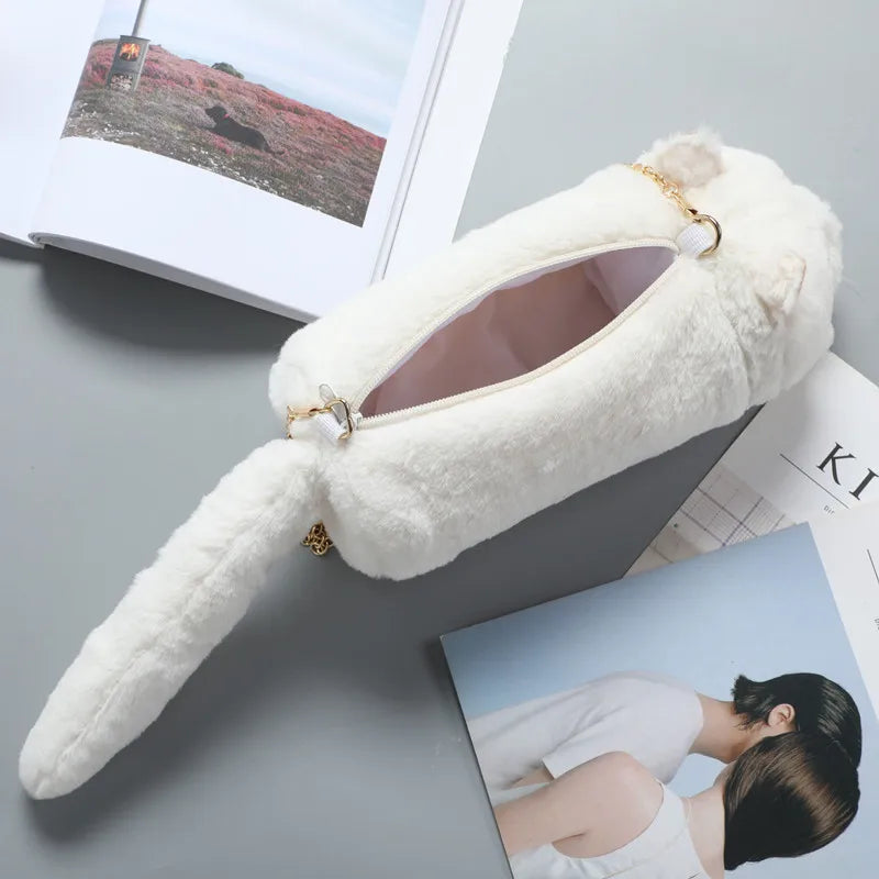 Cat Plush Shoulder Bag for Women Lady Fur Messenger Doll Mini Phone Bag