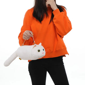 Cat Plush Shoulder Bag for Women Lady Fur Messenger Doll Mini Phone Bag