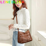 Women's 2 Layers Casual Handbags Retro Shoulder Crossbody Bags Soft Leather