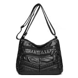 Women's 2 Layers Casual Handbags Retro Shoulder Crossbody Bags Soft Leather