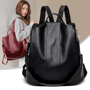 Women's Large PU Leather Backpack for Travel, School & Shoulder Bag