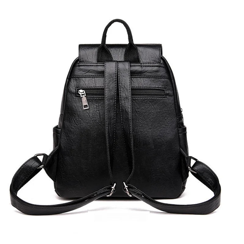 Women's Backpack Travel Large PU Leather Handbag Schoolbag For Girls