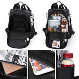 Women's Printed Nylon Oxford Backpack Large Capacity Shoulder Bags