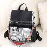 Women's Printed Nylon Oxford Backpack Large Capacity Shoulder Bags