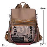 Women's Printed Nylon Oxford Backpack Large Capacity Shoulder Bags
