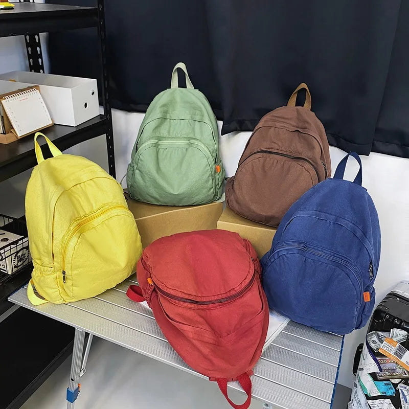 Canvas School Bags for Girls Female Student Backpacks Teenagers