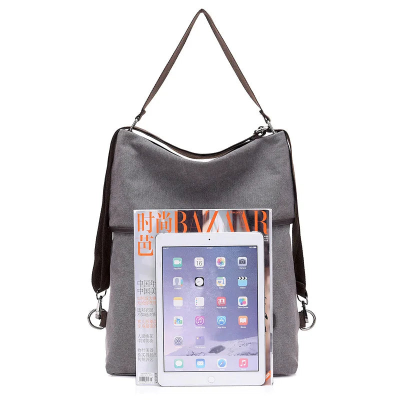 Women's Canvas Backpack Shoulder Bag Large Capacity