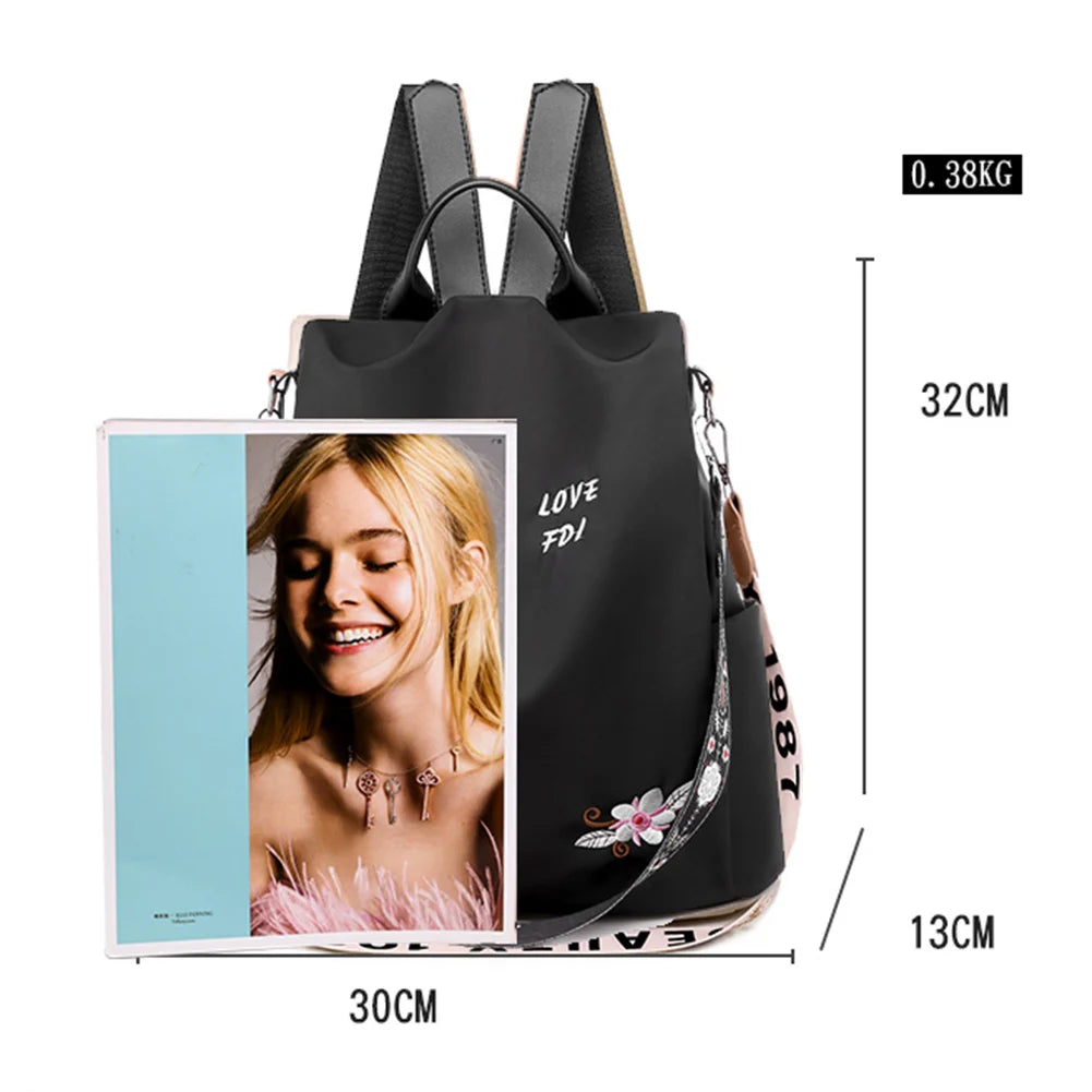 Embroidery Flower Pattern Backpack Large Capacity School Bag