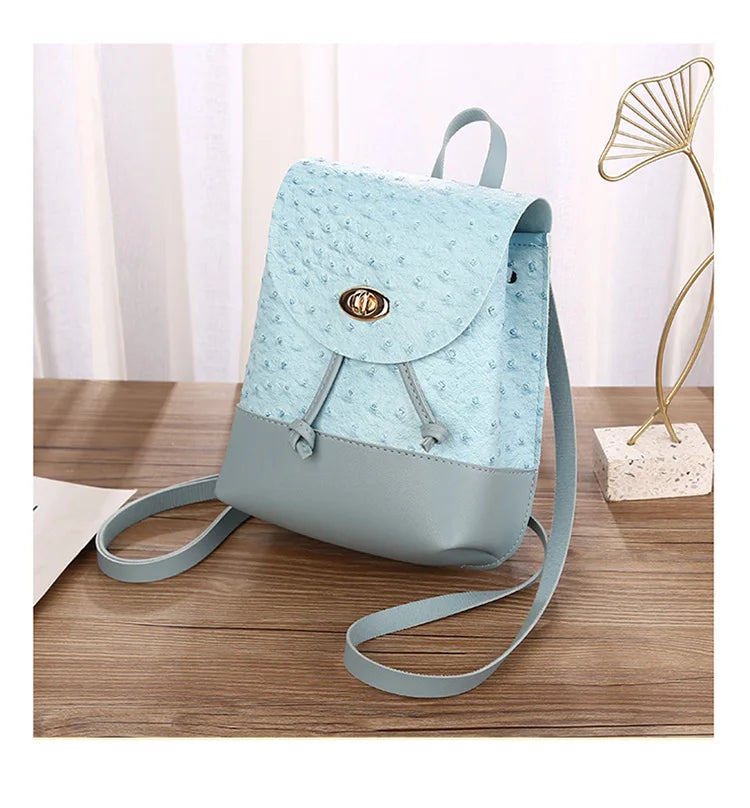 Women's Ostrich Pattern Backpack Multifunctional Small School Shoulder Bag