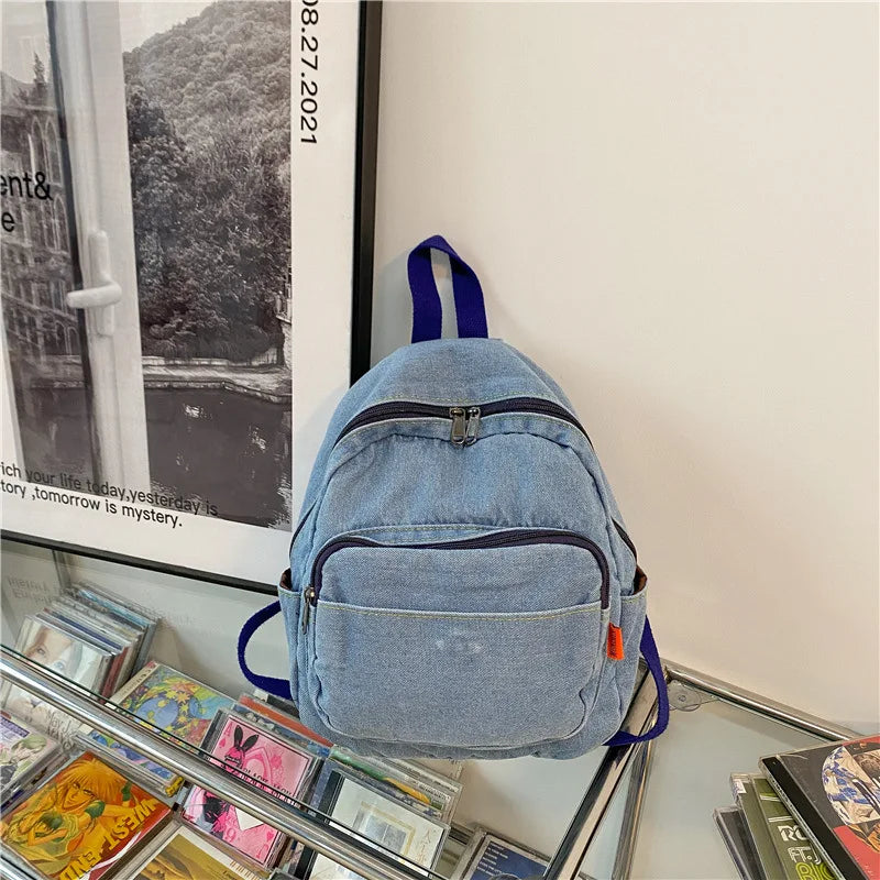 Small Denim Backpack for Teen Girls School Rucksack