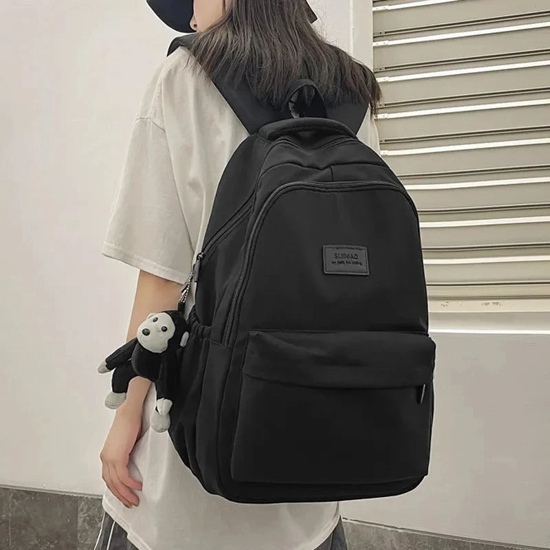Solid Women's Backpack Multi-pocket Casual Travel Bag High Schoolbag