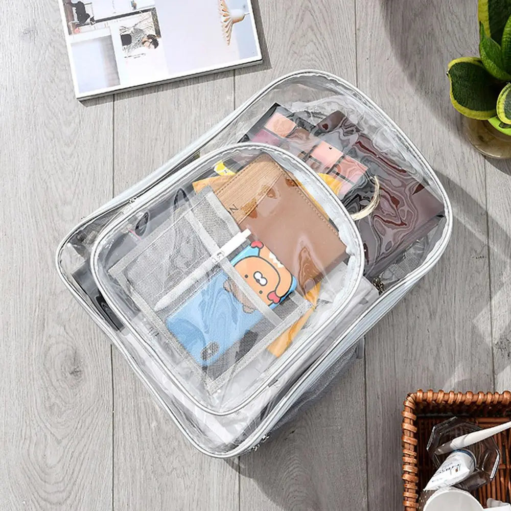 Women's Transparent Waterproof PVC Backpack Large Clear Bag
