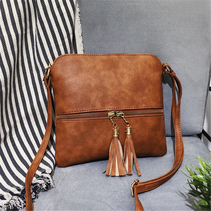 Women's Cross Body Shoulder Bag Tassel Bag Zipper European American Style
