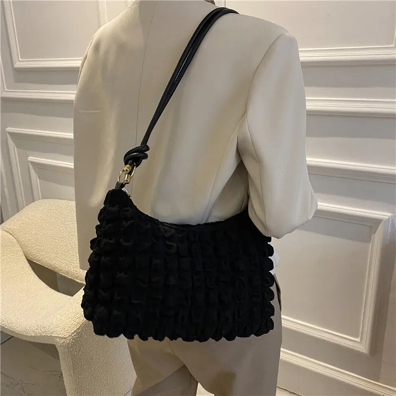 Women's Casual Plaid Cloth Shoulder Bag Large Capacity