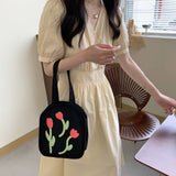 Casual Large Capacity Shoulder Bag Canvas Zipper Print Handbag