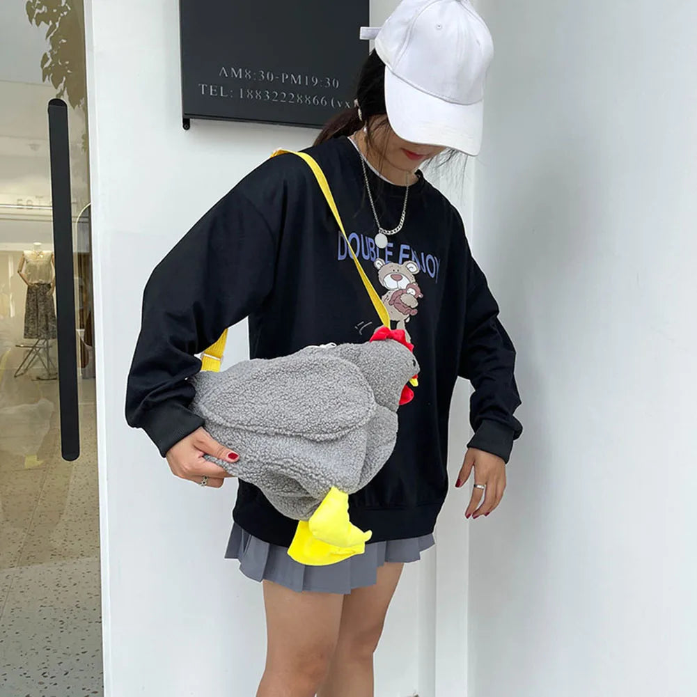 Cartoon Hen Plush Shoulder Crossbody Messenger Bag