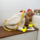 Cartoon Hen Plush Shoulder Crossbody Messenger Bag