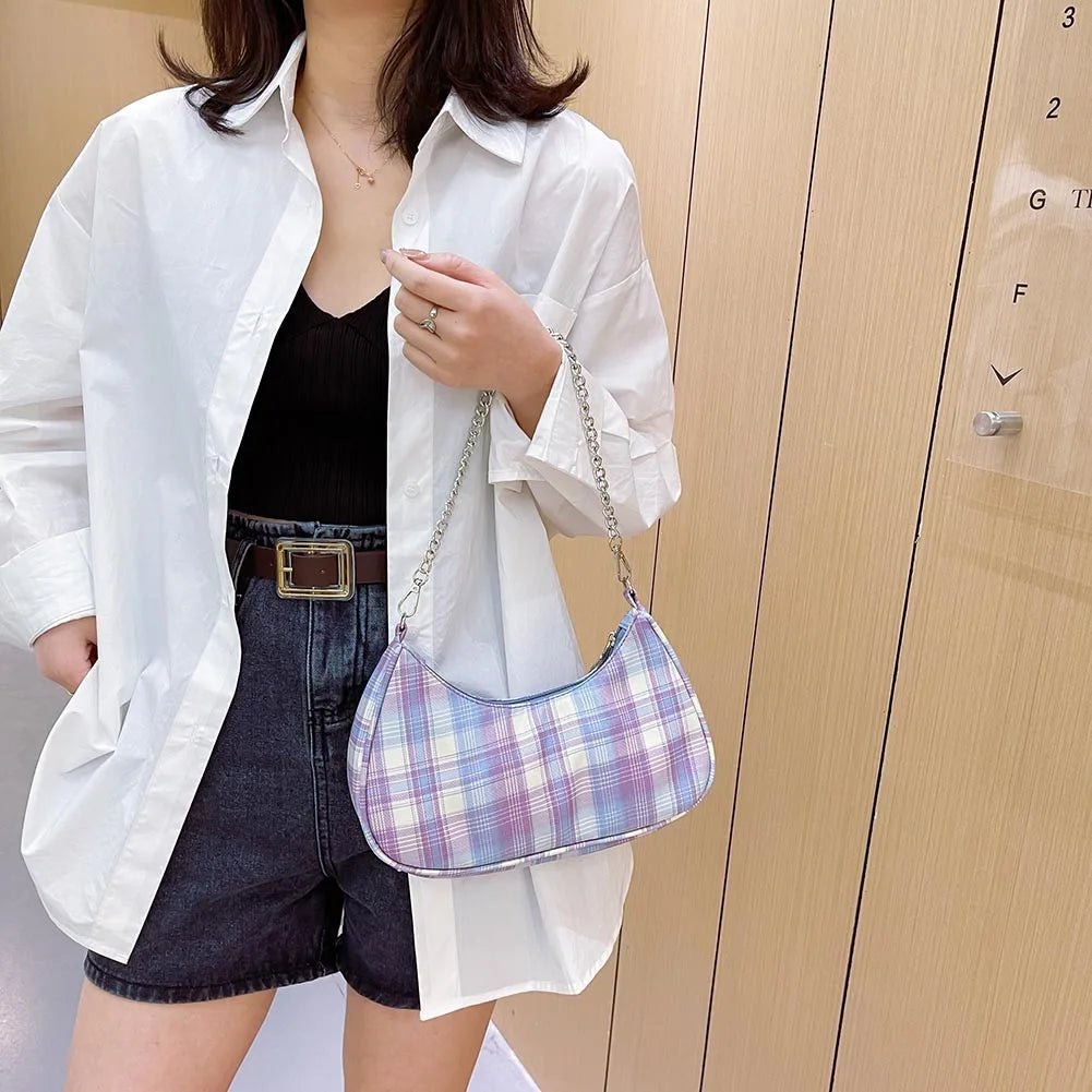 Women's Chain Shoulder Pouch Nylon Top-handle Clutches