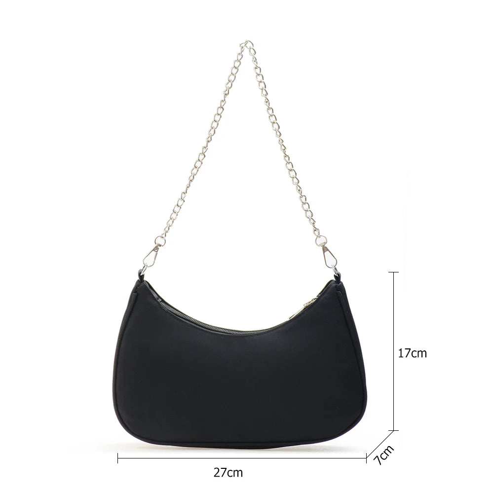 Women's Chain Shoulder Pouch Nylon Top-handle Clutches