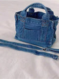 Denim Shopper Bag Streetwear Casual Evening Mini Messenger