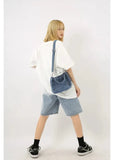 Denim Shopper Bag Streetwear Casual Evening Mini Messenger
