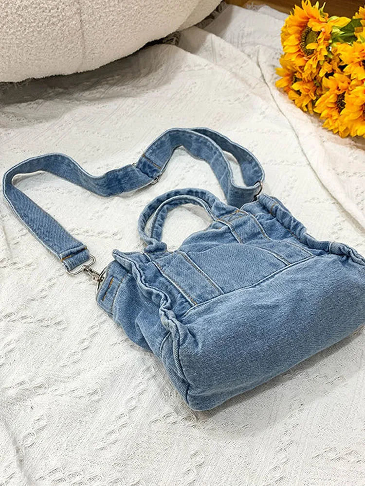 Denim Shopper Bag Streetwear Casual Evening Mini Messenger