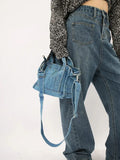 Denim Shopper Bag Streetwear Casual Evening Mini Messenger