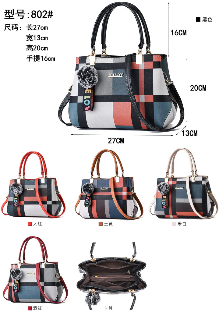 Plaid Handbag Large Capacity Shoulder Messenger Bag