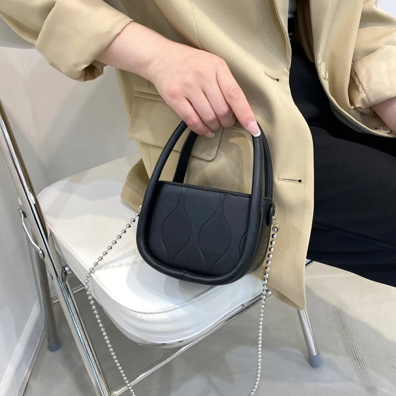 Women's Small Pu Leather Handbag Metal Chain Messenger Purse Mini Bag
