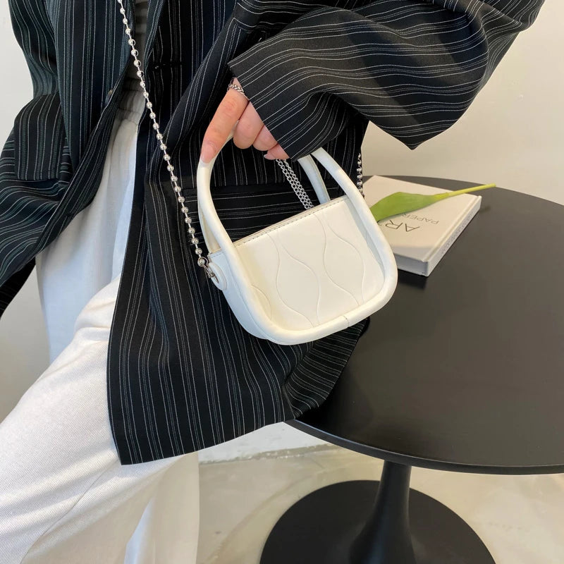Women's Small Pu Leather Handbag Metal Chain Messenger Purse Mini Bag