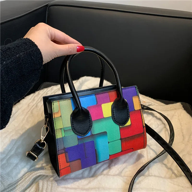 Rainbow Striped Crossbody Shoulder Bag for Women