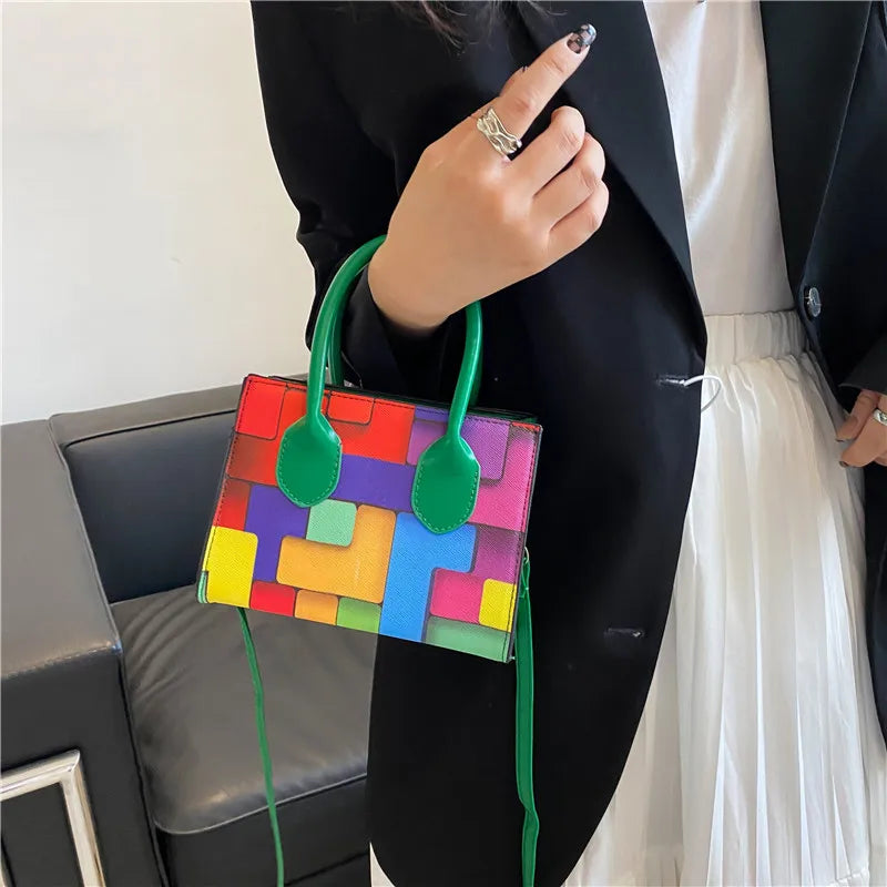 Rainbow Striped Crossbody Shoulder Bag for Women