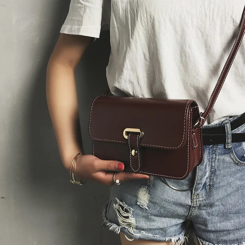 Retro Belt Buckle Small Square Bag for Women